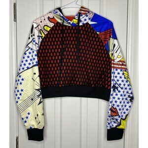 Adidas X Rita Ora Women's Cropped Hooded Comic Style Sweatshirt Multicolor Small